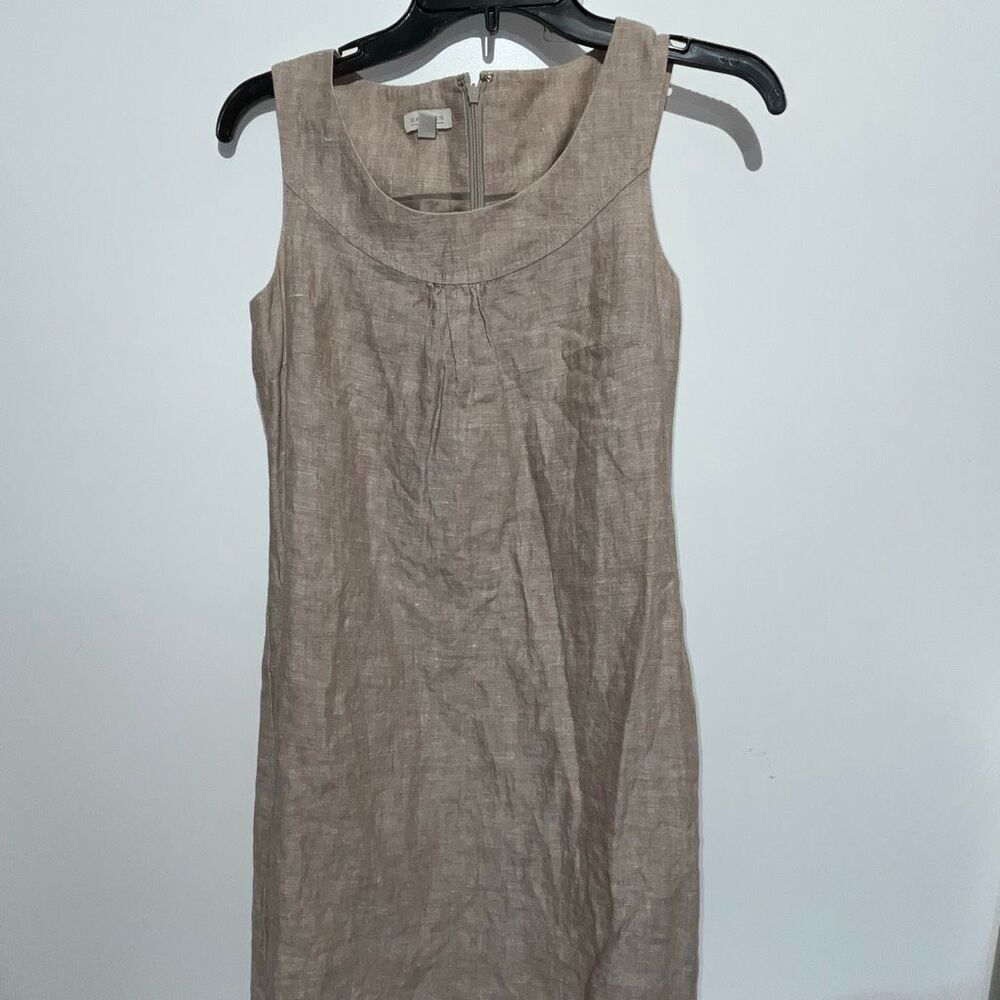 Madison Women's Brown Linen Sleeveless Tweed Lined Shift Mini Dress Size 4